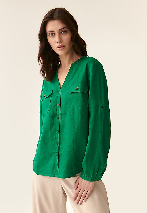 LINNEN LADIES' SHIRT JUSTYNA GREEN 2