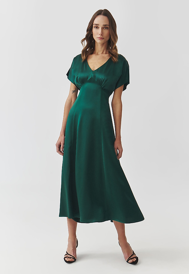 LADIES' SATIN WOVEN DRESS — OTESSANA LADIES' SATIN WOVEN DRESS — OTESSANA ZIELONY 2