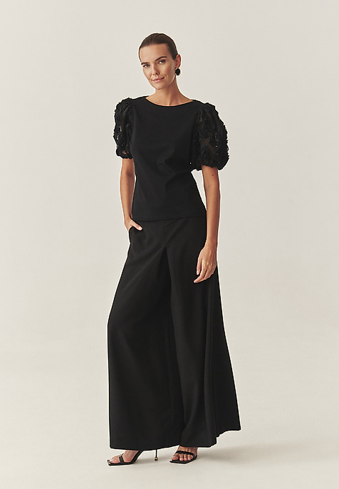 COTTON BLOUSE WITH FLORAL DETAILS - MENORIA 1 BLACK 2