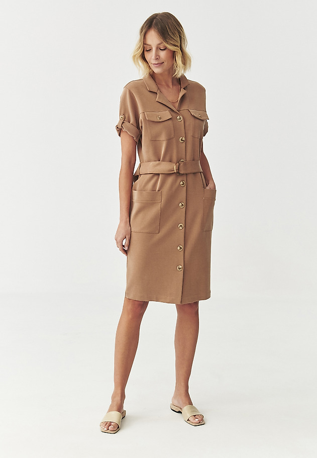 KNITTED DRESS WITH BUTTONS — ZOE KNITTED DRESS WITH BUTTONS — ZOE BEŻOWY 1