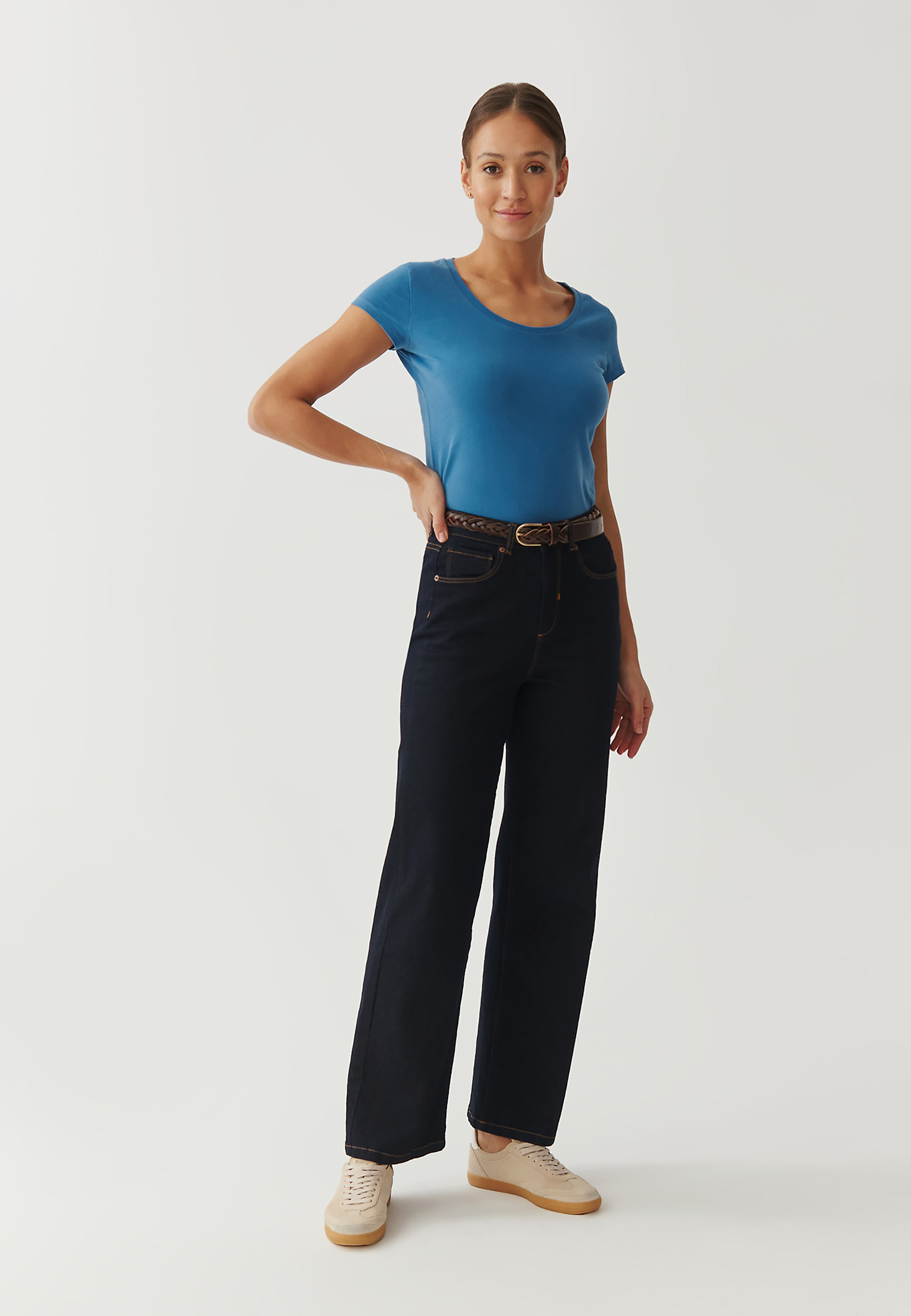 BAWEŁNIANY T-SHIRT DAMSKI - ANTONIA 1 BAWEŁNIANY T-SHIRT DAMSKI - ANTONIA 1 NIEBIESKI 95578