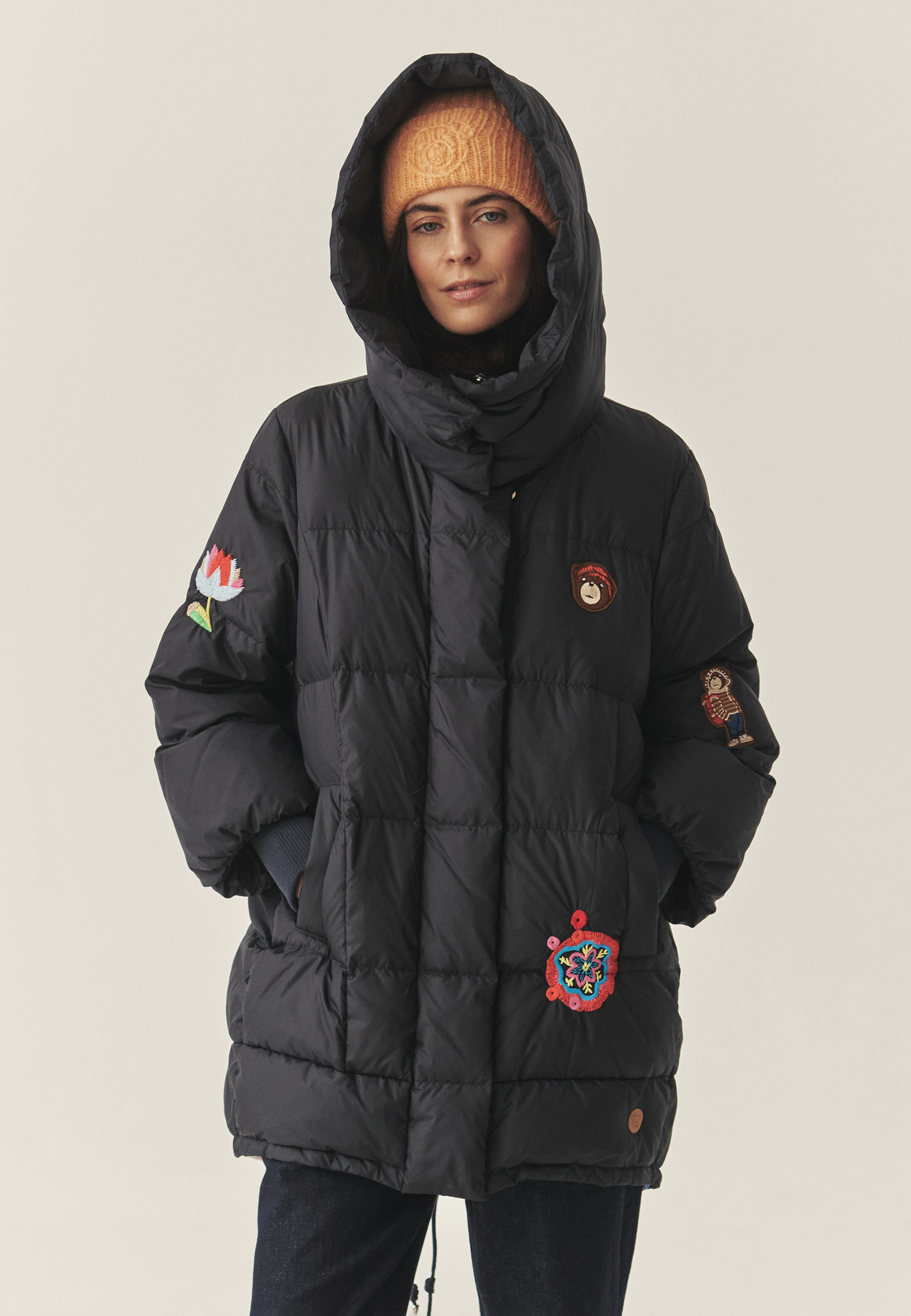 PUCHOWA KURTKA Z MISIEM USZATKIEM - KREZI GRANATOWY 2