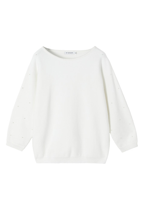 LADIES' JUMPER WITH DECORATIVE PEARLS — PERLO 1 ECRU 2