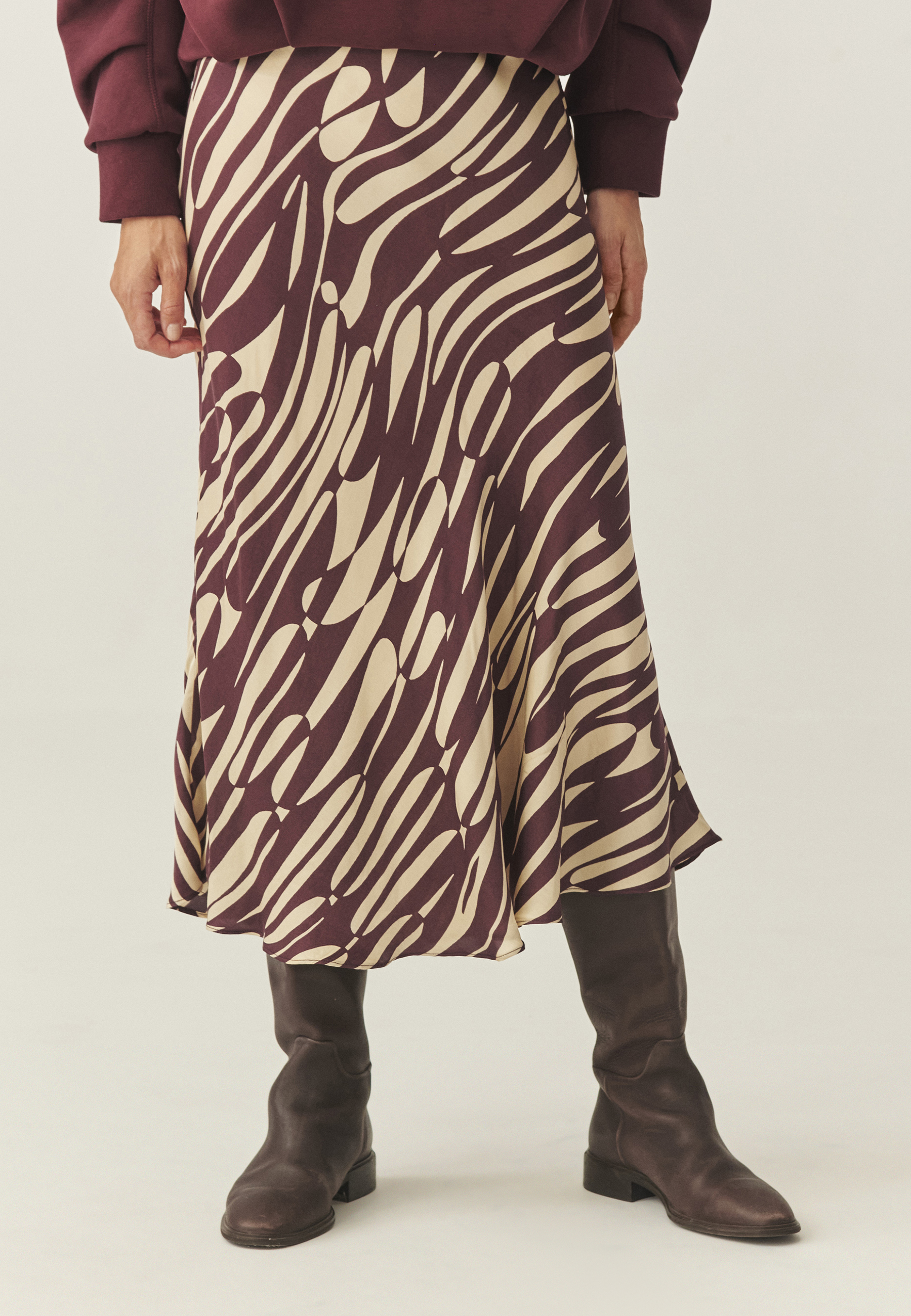 PATTERNED VISCOSE SATIN SKIRT - SATINI 5 MULTICOLOR 2