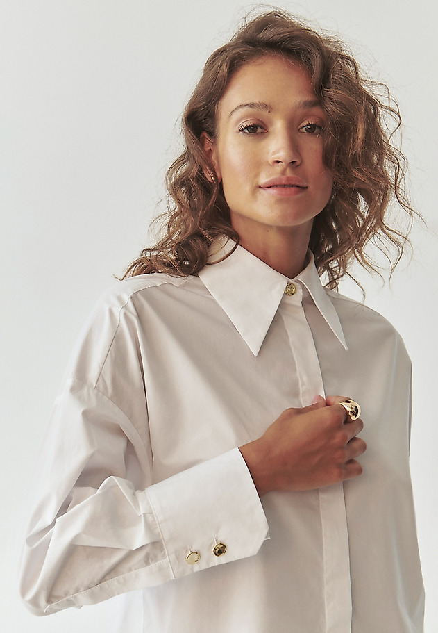 LADIES’ COTTON SHIRT WITH DECORATIVE BUTTONS - ANTARES LADIES’ COTTON SHIRT WITH DECORATIVE BUTTONS - ANTARES BIAŁY 6
