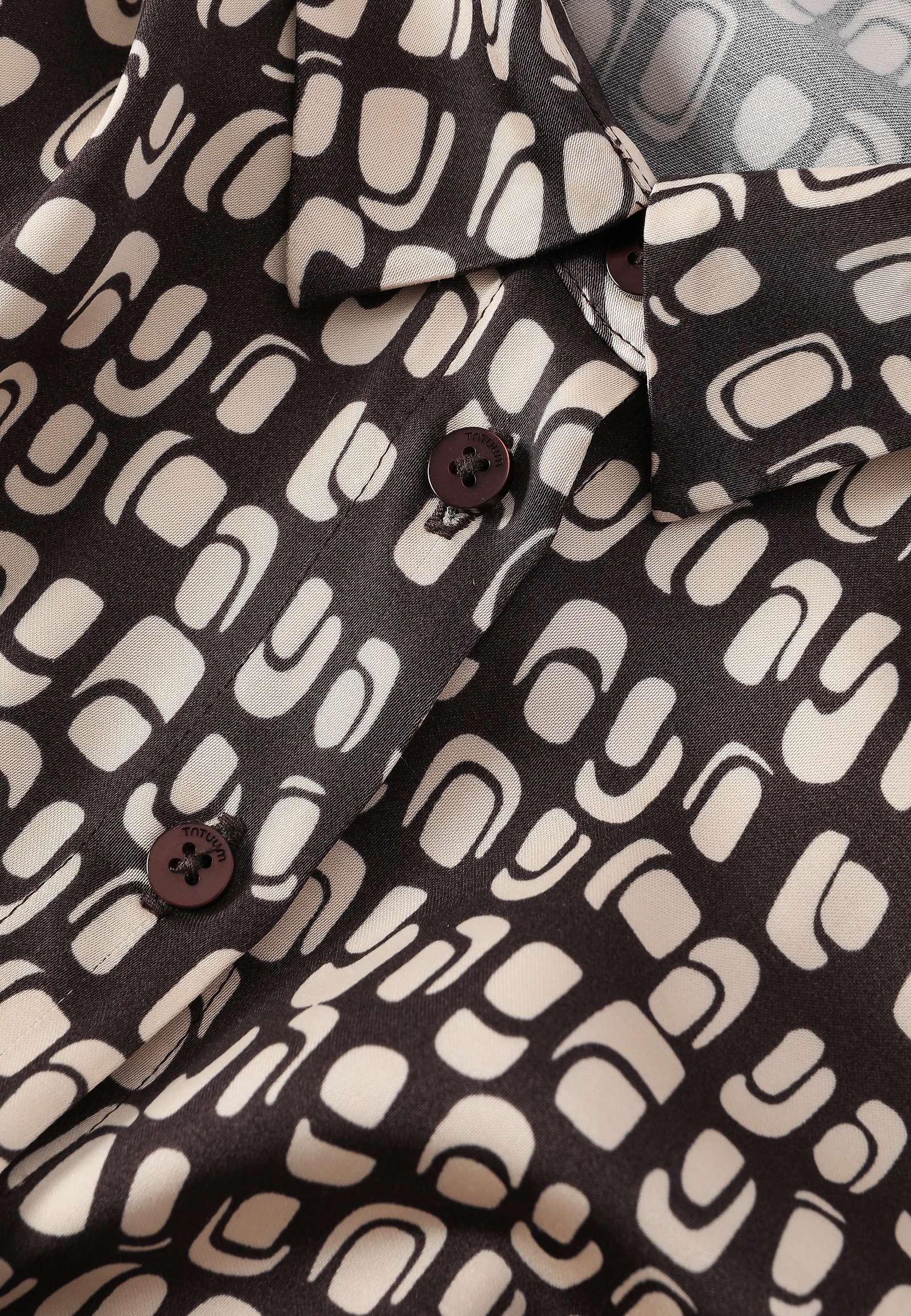 SATIN SHIRT WITH PROPRIETARY DESIGN - NIKA SATIN SHIRT WITH PROPRIETARY DESIGN - NIKA BROWN 116578