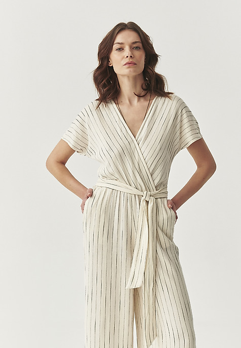 KOPERTOWY KOMBINEZON W PASKI - KOREKI ECRU 2