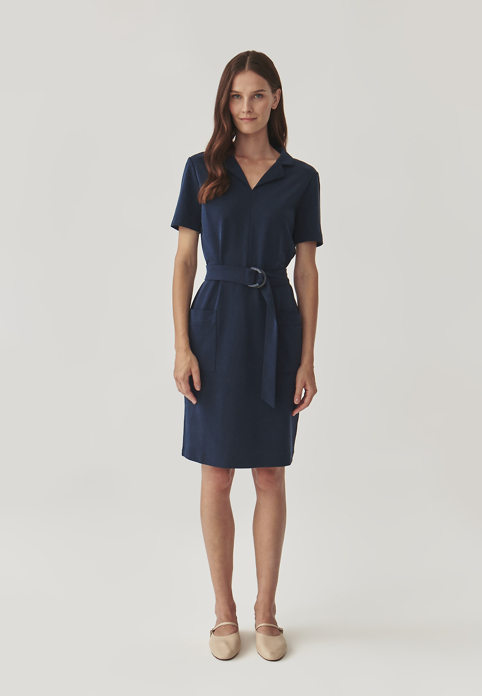LADIES’ DRESS WITH ADDITIONAL BELT - WENDY LADIES’ DRESS WITH ADDITIONAL BELT - WENDY NAVY BLUE 99749