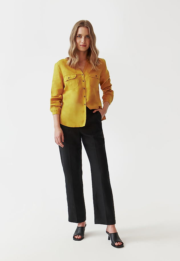 LADIES’ LINEN SHIRT WITH ROLLED-UP SLEEVES - JUSTYNA LADIES’ LINEN SHIRT WITH ROLLED-UP SLEEVES - JUSTYNA ŻÓŁTY 2