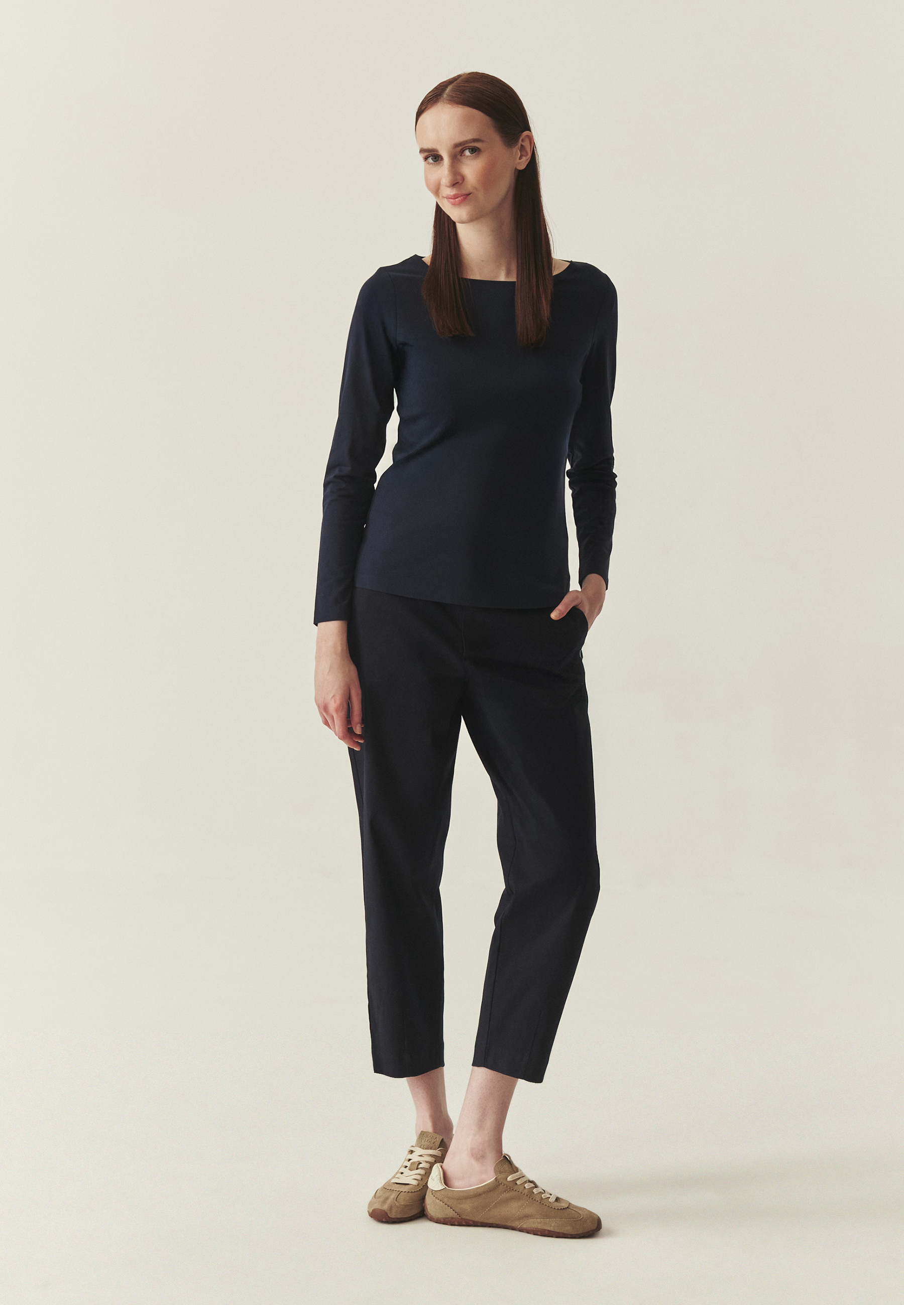 DOPASOWANA BLUZKA Z BAWEŁNĄ - MIKAJANKA GRANATOWY 2