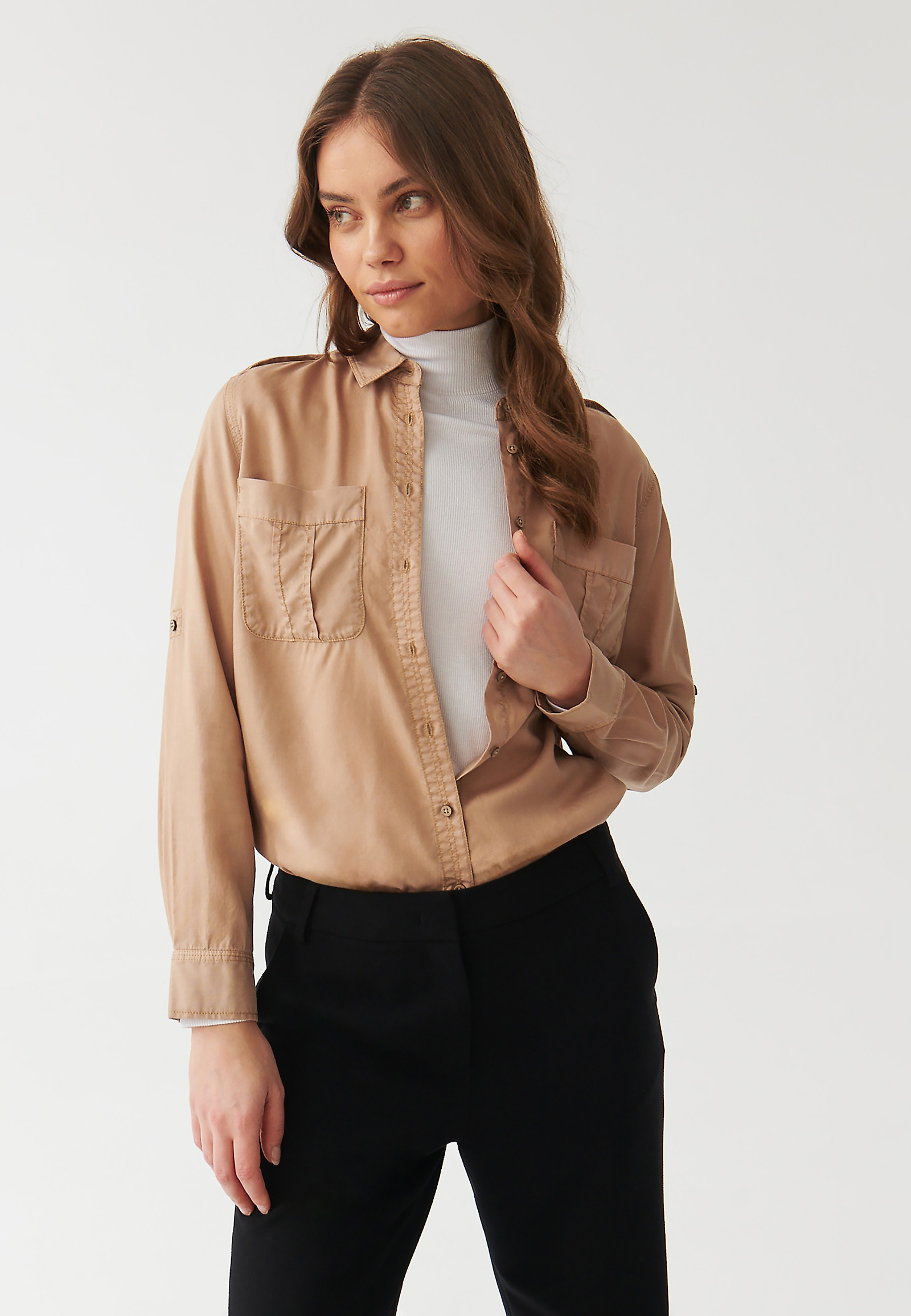 LADIES’ SHIRT WITH EPAULETTES - KORSANA LADIES’ SHIRT WITH EPAULETTES - KORSANA BEIGE 95902