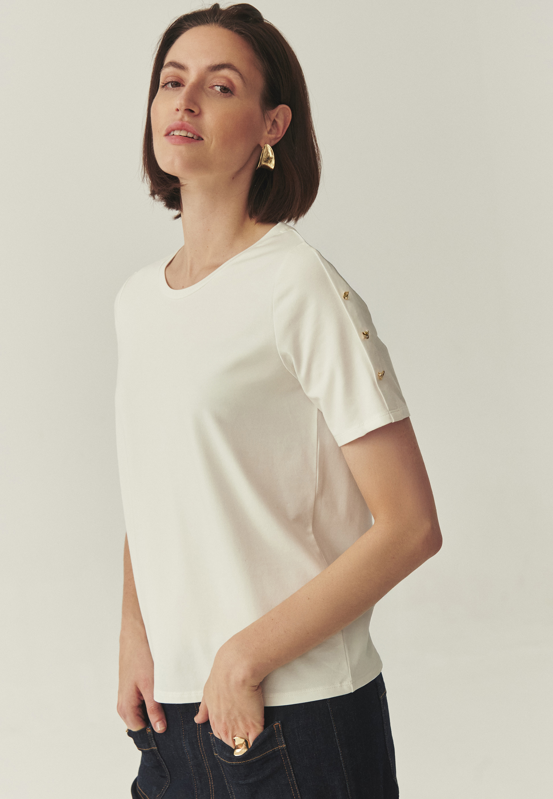 DZIANINOWA BLUZKA Z MODALEM - VIRI ECRU 2