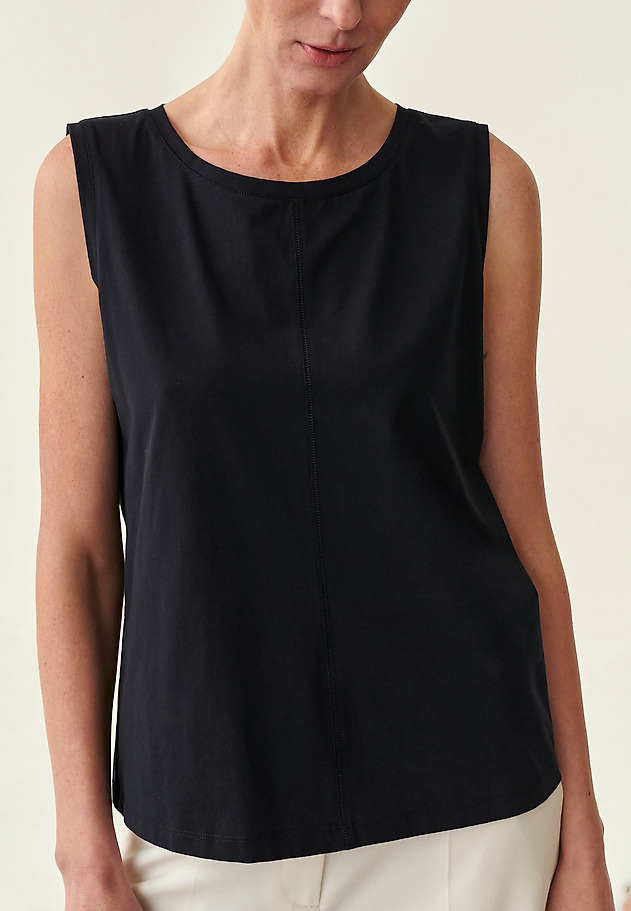ŽENSKA BLUZA BREZ ROKAVOV FASATI ŽENSKA BLUZA BREZ ROKAVOV FASATI TEMNO MODRA 4