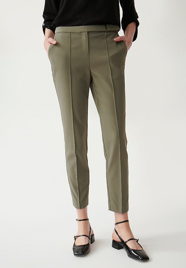 LADIES' FABRIC TROUSERS IN A HERRINGBONE PATTERN JAKINA LADIES' FABRIC TROUSERS IN A HERRINGBONE PATTERN JAKINA KHAKI 2
