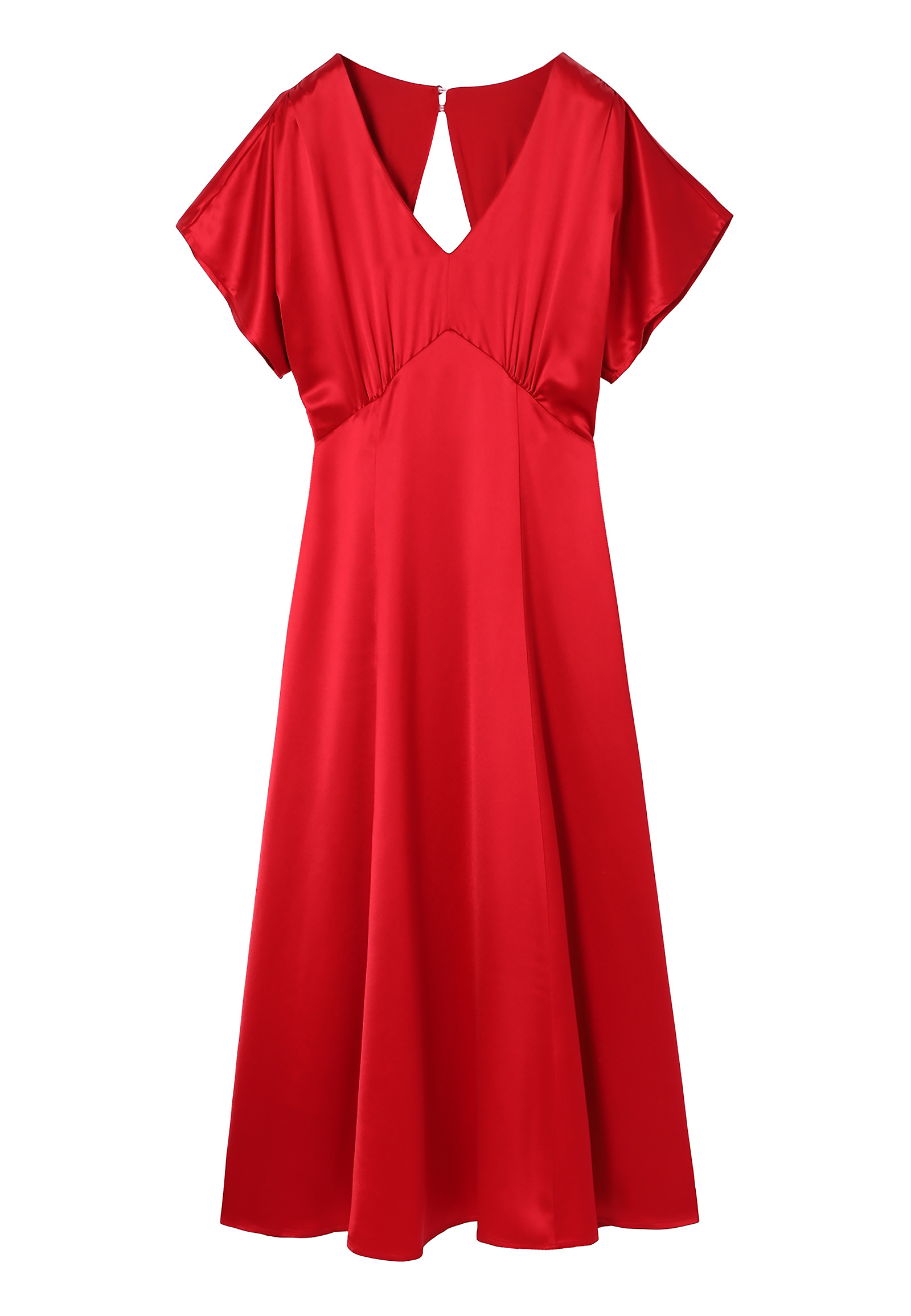 WOVEN SATIN MIDI DRESS — OTESSA WOVEN SATIN MIDI DRESS — OTESSA RED 103046