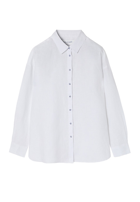 LONG-SLEEVED LINEN LADIES’ SHIRT  - LAWENDA 2 WHITE 2