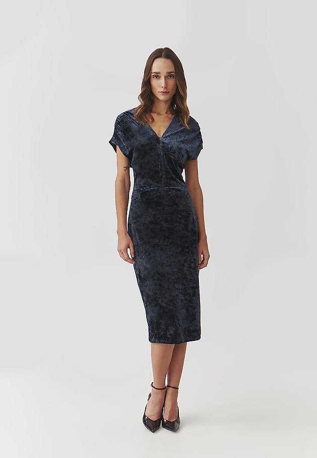 ELEGANT LADIES' DRESS IN VELVET — AKSA ELEGANT LADIES' DRESS IN VELVET — AKSA NAVY BLUE 2