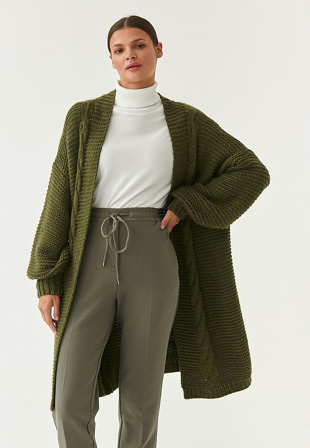 CARDIGAN DE DAMĂ, CU ÎMPLETITURĂ KLOE CARDIGAN DE DAMĂ, CU ÎMPLETITURĂ KLOE KAKI 1