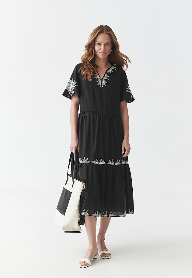COTTON DRESS WITH EMBROIDERY - AYO COTTON DRESS WITH EMBROIDERY - AYO CZARNY 1