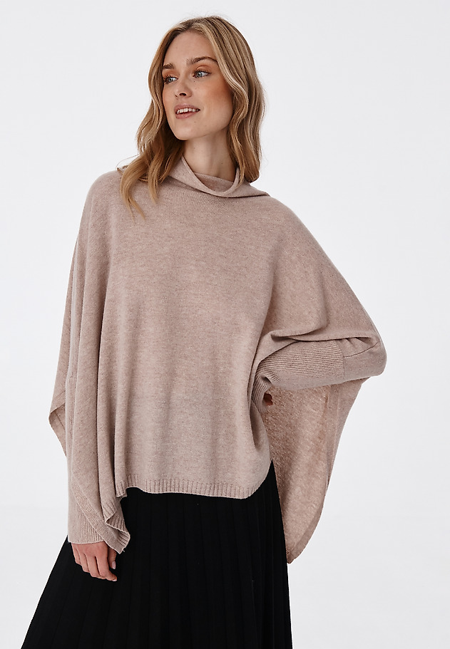 LADIES' WOOLEN PONCHO-SWEATER PONKOLO LADIES' WOOLEN PONCHO-SWEATER PONKOLO BEIGE 3