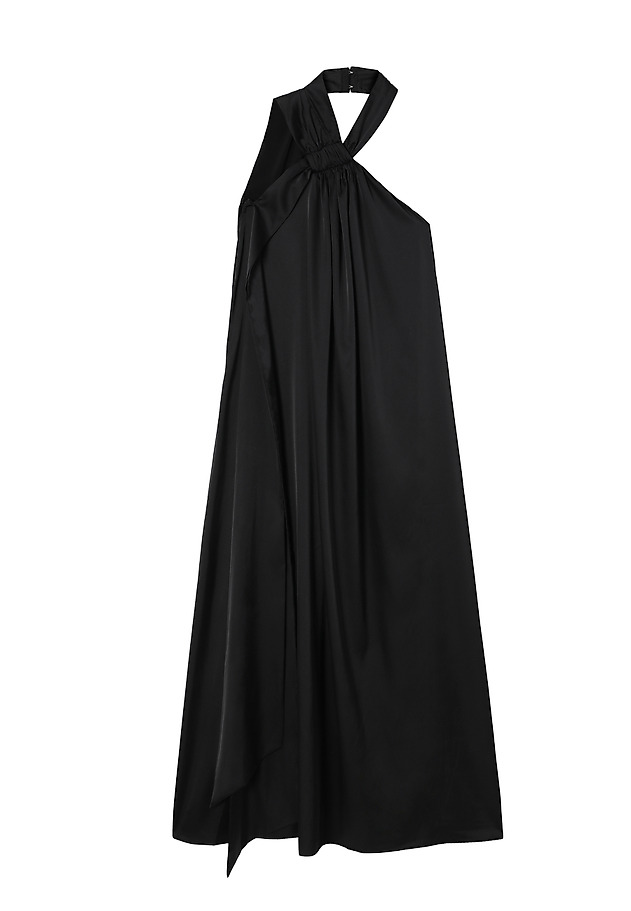 WOVEN SATIN MAXI DRESS — LENORA WOVEN SATIN MAXI DRESS — LENORA CZARNY 6