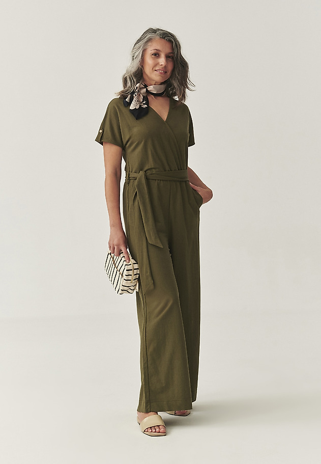 LOOSE-FITTING VISCOSE JUMPSUIT - KOREKI LOOSE-FITTING VISCOSE JUMPSUIT - KOREKI KHAKI 5