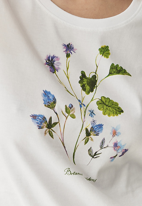 TRICOU DIN BUMBAC CU IMPRIMEU FLORAL - ANTONIA ALB 2