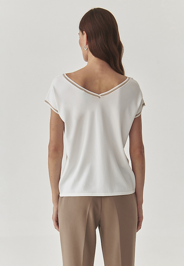 LADIES’ BLOUSE WITH A CONTRASTING RIBBING - SORA LADIES’ BLOUSE WITH A CONTRASTING RIBBING - SORA ECRU 4