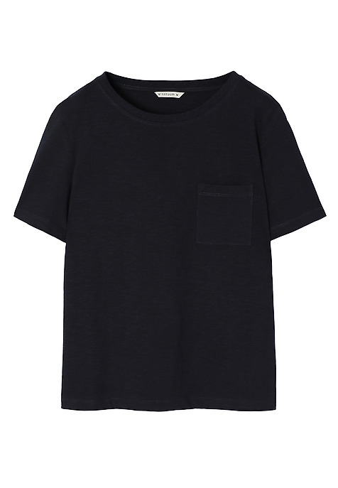 BAWEŁNIANY T-SHIRT Z KIESZONKĄ - DELQI GRANATOWY 2