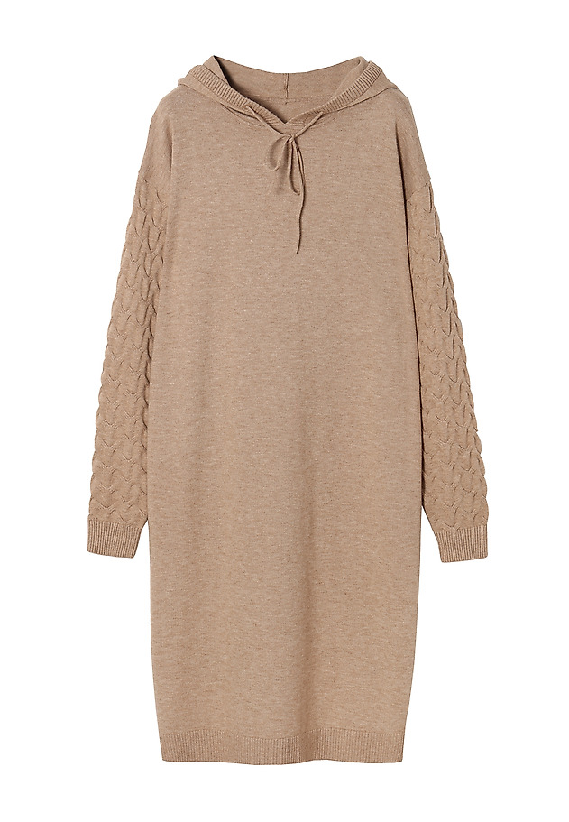 LADIES' KNITTED DRESS WITH A HOOD PILONIKA LADIES' KNITTED DRESS WITH A HOOD PILONIKA BEŻOWY 5