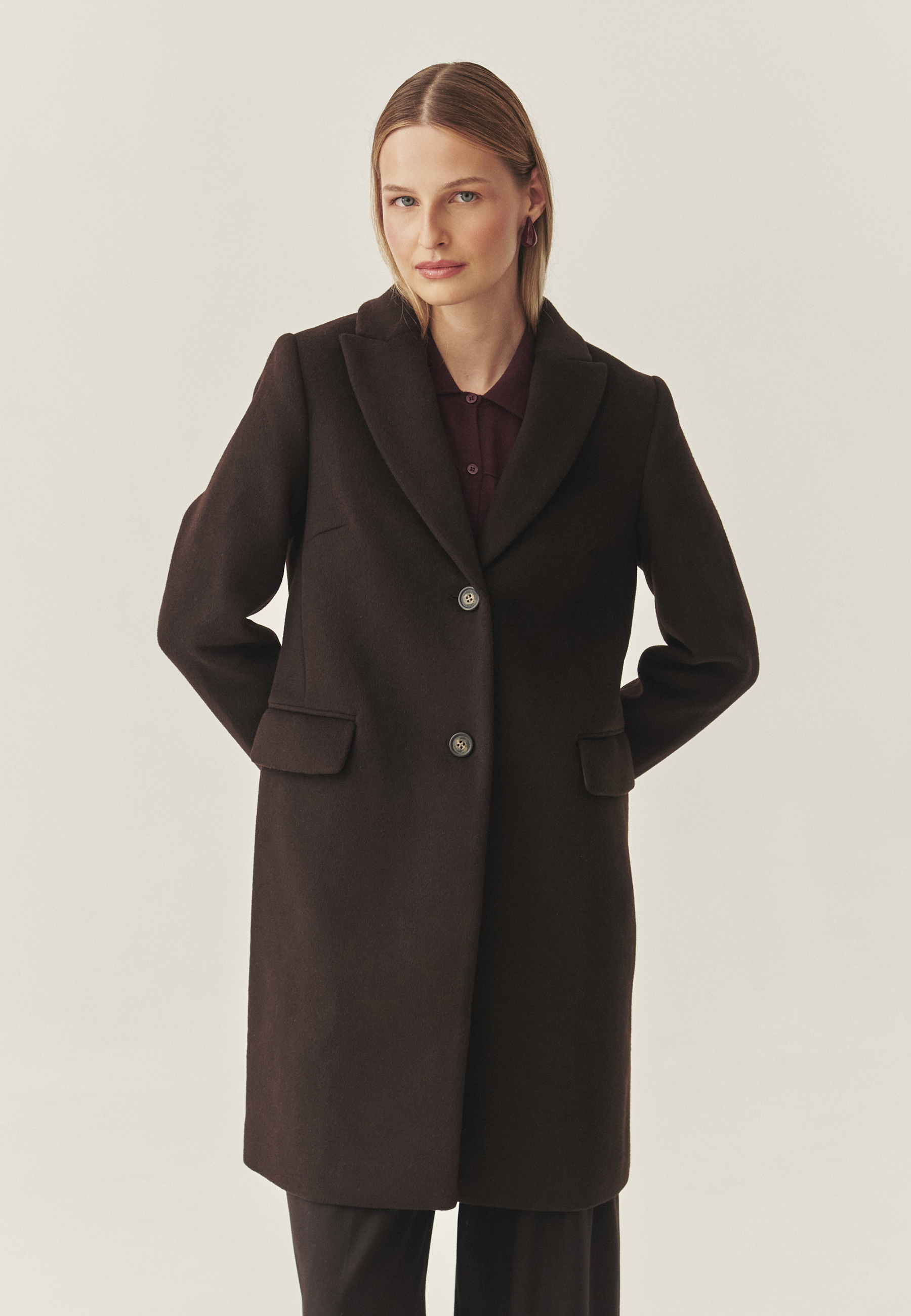 PALTON DE DAMĂ DIN ȚESĂTURĂ PENTRU TOAMNĂ ȘI IARNĂ - SAKOWIA MARO 2