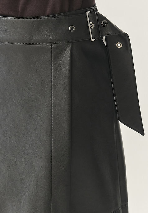 IMITATION LEATHER MIDI SKIRT - SKINO 1 BLACK 2