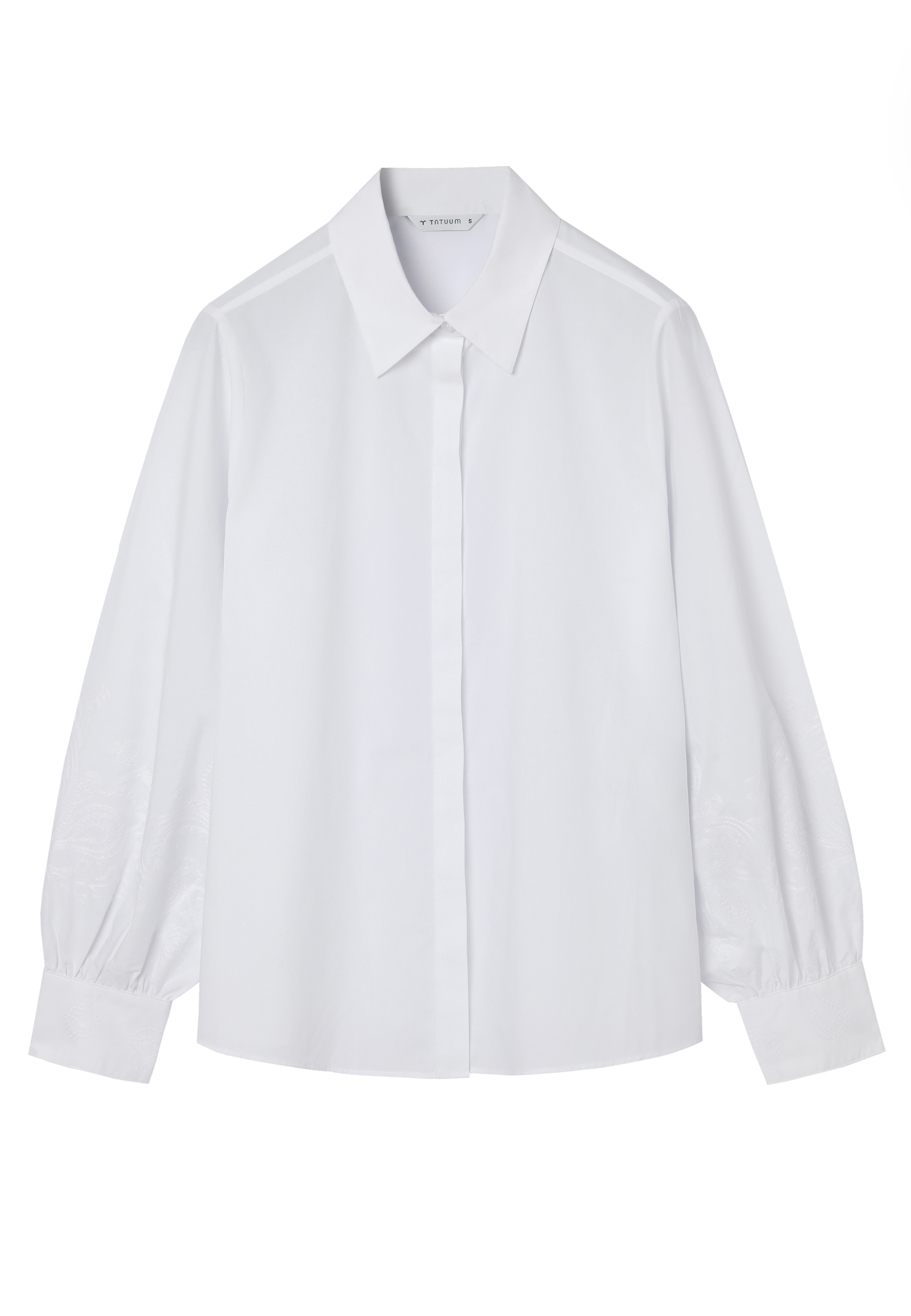 BAWEŁNIANA KOSZULA Z HAFTOWANYMI RĘKAWAMI - CAMI BIAŁY 2