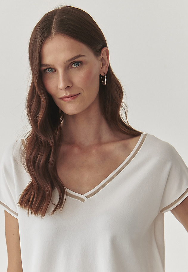LADIES’ BLOUSE WITH A CONTRASTING RIBBING - SORA LADIES’ BLOUSE WITH A CONTRASTING RIBBING - SORA ECRU 5