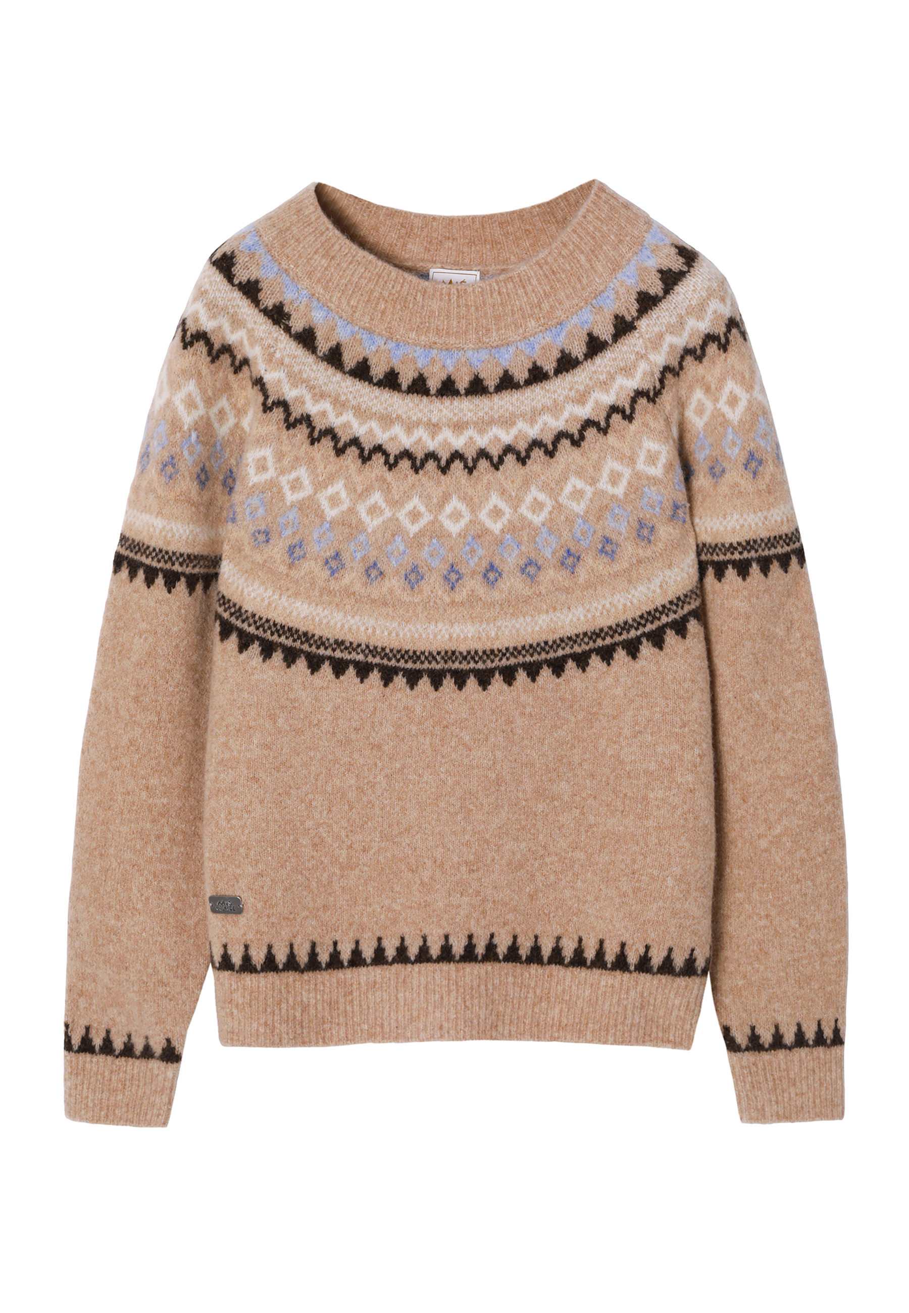 WEŁNIANY SWETER DAMSKI Z FINEZYJNYM WZOREM — ALICE MULTIKOLOR 2