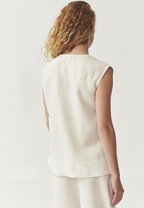 SLEEVELESS LINEN BLOUSE - LUIZA ECRU 2
