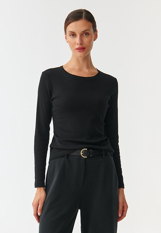 T-SHIRT DAMSKI DZIANINOWY Z DŁUGIM RĘKAWEM BASIA T-SHIRT DAMSKI DZIANINOWY Z DŁUGIM RĘKAWEM BASIA CZARNY 3