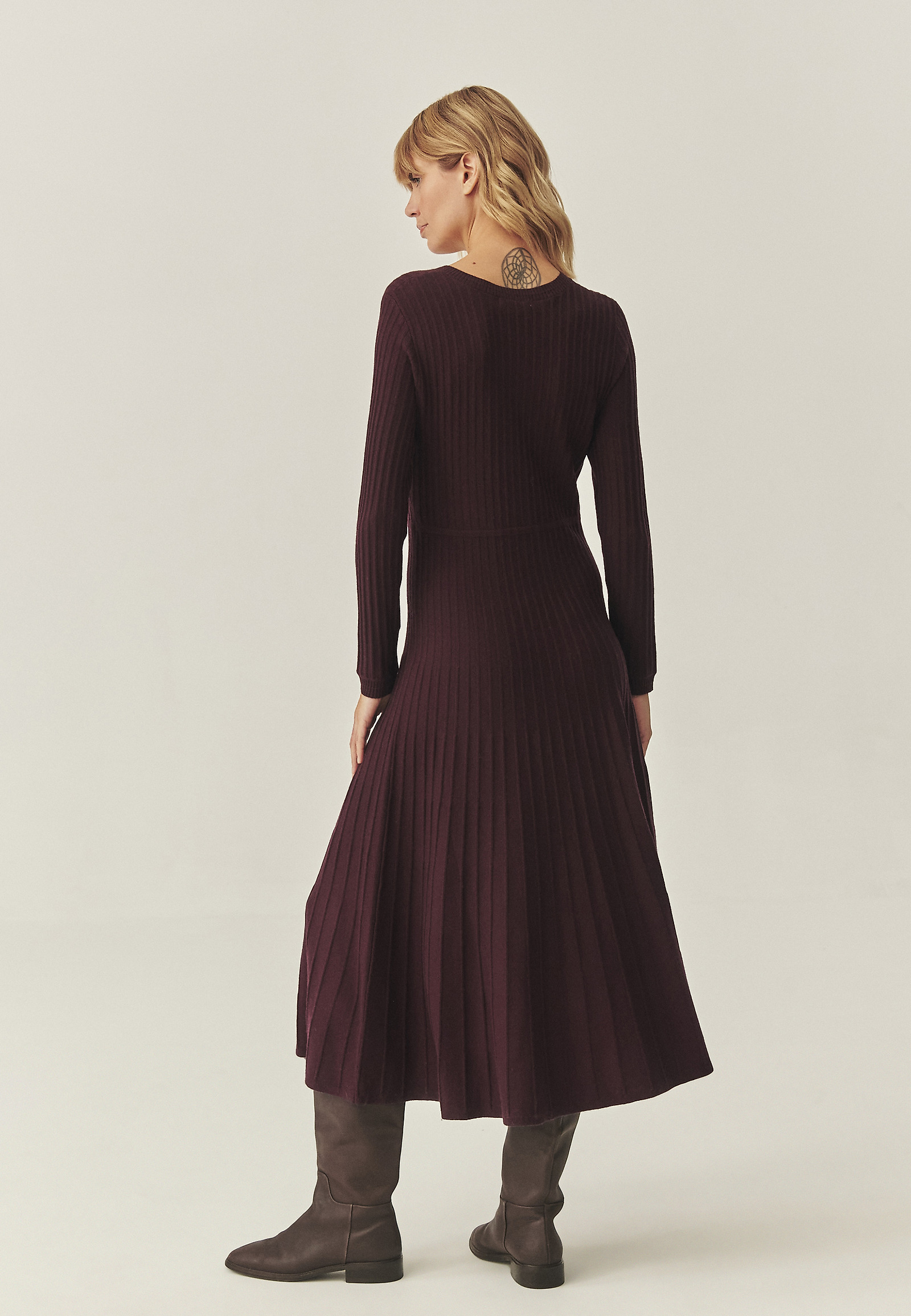 FLARED MIDI DRESS WITH WOOL - NITANA FLARED MIDI DRESS WITH WOOL - NITANA RED 117680