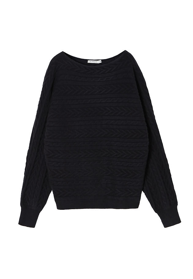 LADIES' SWEATER WITH A BRAIDED CABLE KNIT WENDA LADIES' SWEATER WITH A BRAIDED CABLE KNIT WENDA GRANATOWY 6