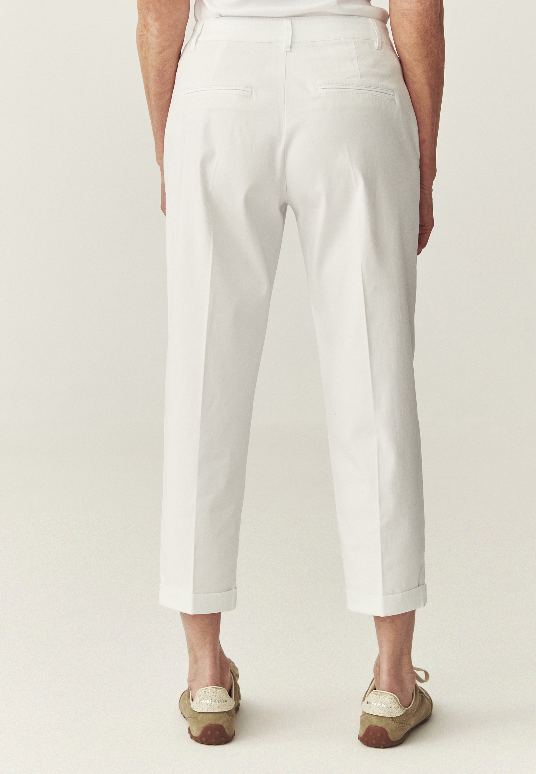 PANTALONI CHINO CU DUNGĂ ȘI MANȘETĂ - SEREMI  ALB 2