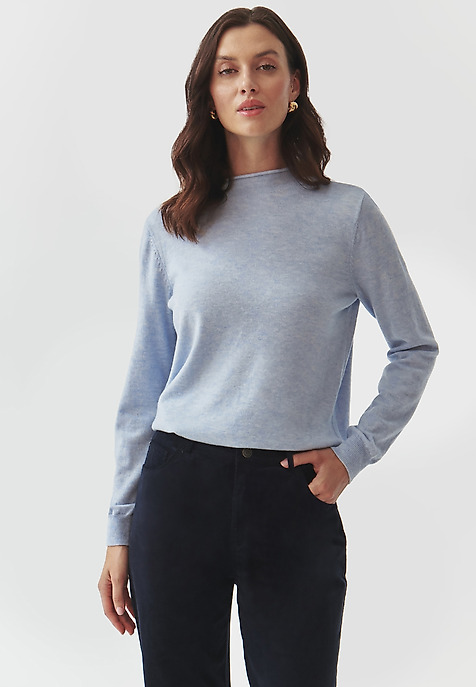 CLASSIC LADIES' HALF TURTLENECK JUMPER — INDI BLUE 2