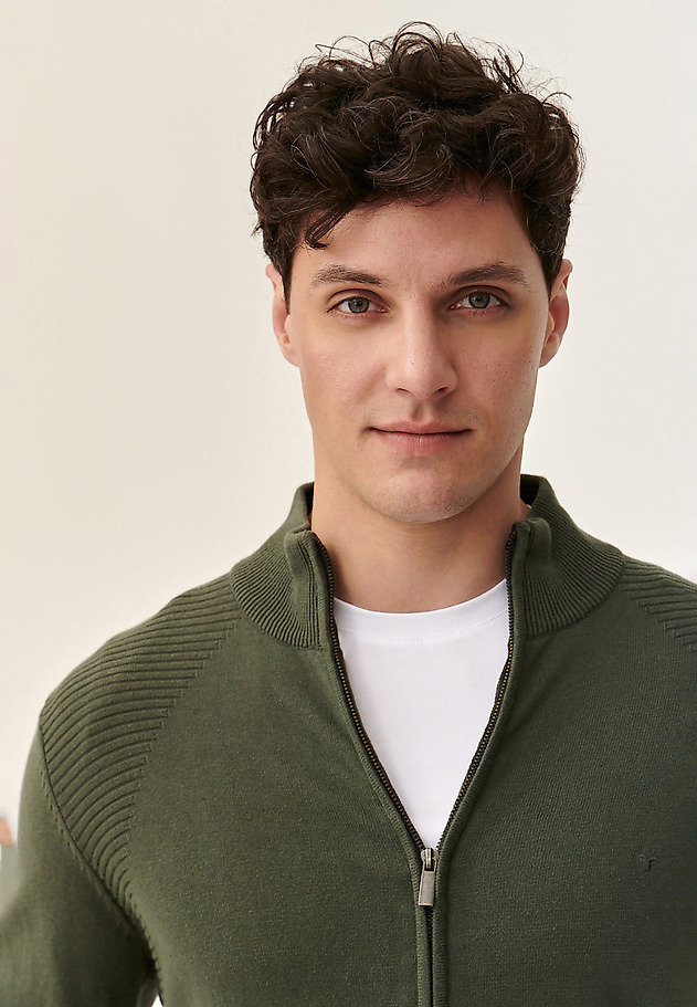 MEN'S ZIPPERED SWEATER - SWET MEN'S ZIPPERED SWEATER - SWET GREEN 4