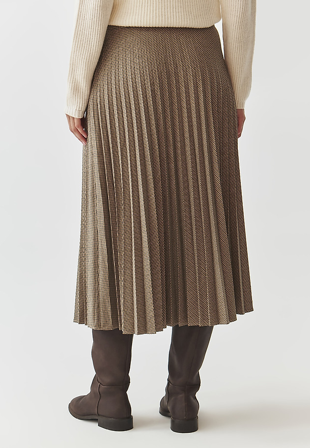 FABRIC PLEATED DOGTOOTH MIDI SKIRT — ANTALIKI FABRIC PLEATED DOGTOOTH MIDI SKIRT — ANTALIKI BEŻOWY 3