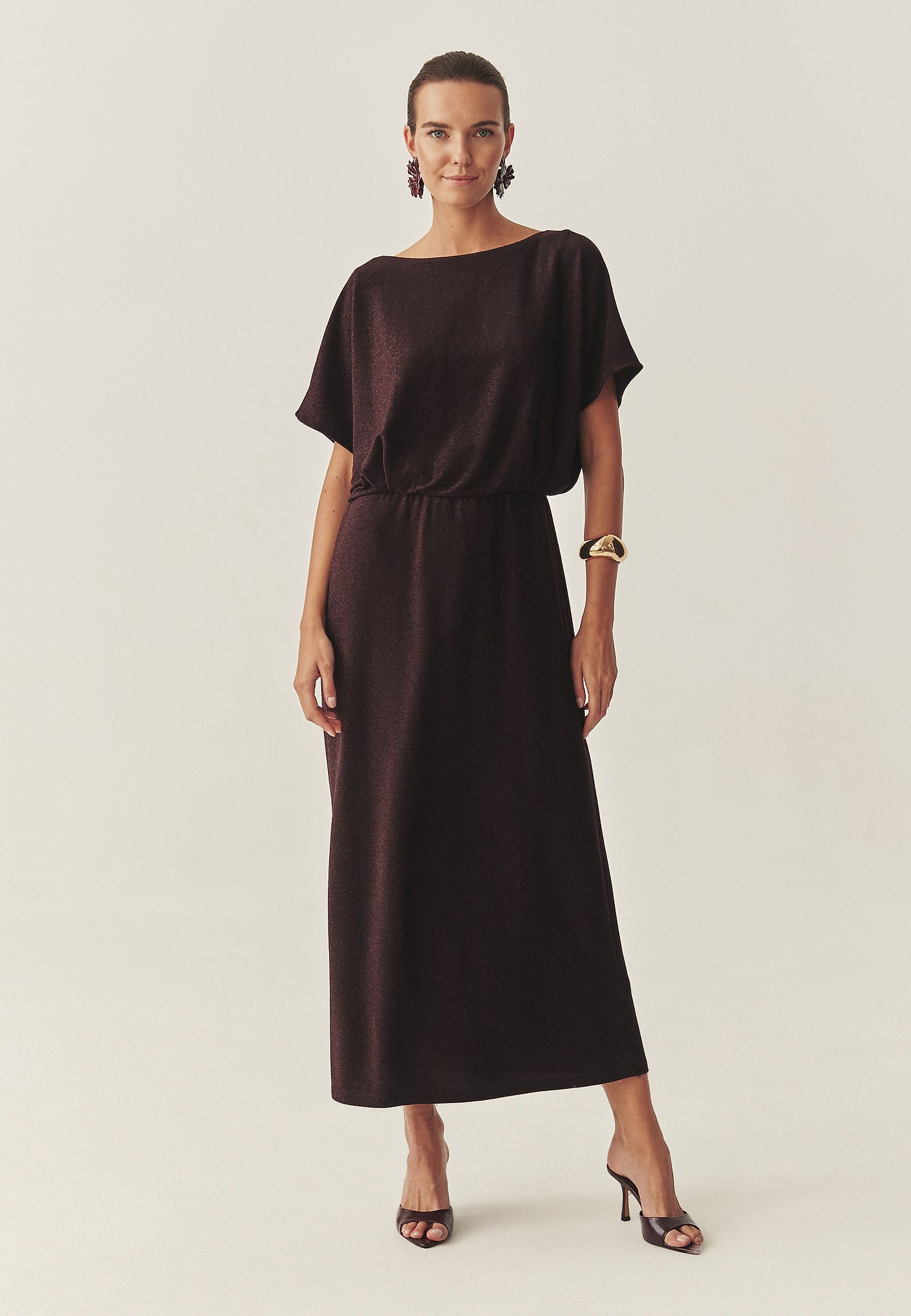 LONG DRESS WITH METALLIC SHINE - KATIE LONG DRESS WITH METALLIC SHINE - KATIE RED 118464