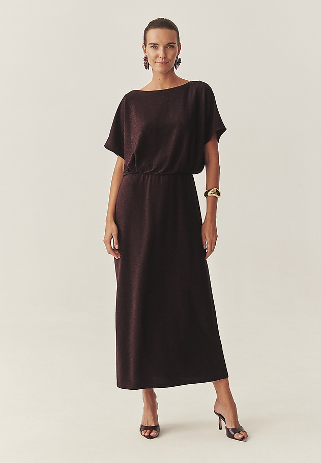 LONG DRESS WITH METALLIC SHINE - KATIE LONG DRESS WITH METALLIC SHINE - KATIE RED 3