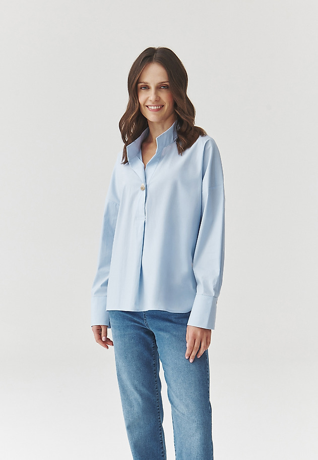 PASTELNA BLUZA Z OVRATNIKOM - LOTARI PASTELNA BLUZA Z OVRATNIKOM - LOTARI MODRA 3