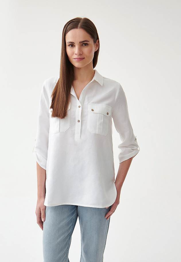 LADIES' LONG BLOUSE WITH POCKETS BALEKO LADIES' LONG BLOUSE WITH POCKETS BALEKO WHITE 3
