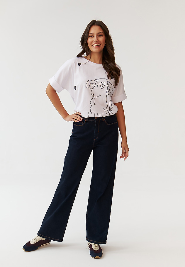 TRICOU LEJER DE DAMĂ, CU MOTIV LINIAR DE CÂINE - LIKE TRICOU LEJER DE DAMĂ, CU MOTIV LINIAR DE CÂINE - LIKE ALB 2