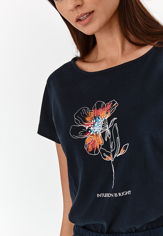 BAWEŁNIANY T-SHIRT DAMSKI ALBINA BAWEŁNIANY T-SHIRT DAMSKI ALBINA GRANATOWY 3
