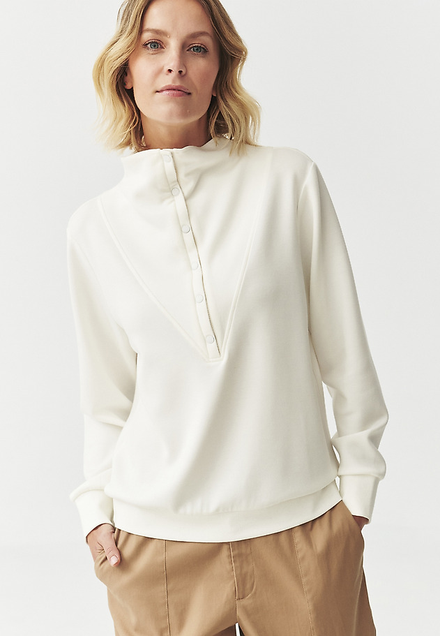 LADIES' KNITTED SWEATSHIRT WITH STAND-UP COLLAR — LANIQI LADIES' KNITTED SWEATSHIRT WITH STAND-UP COLLAR — LANIQI ECRU 3